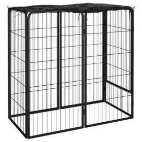 Dog Playpen Black Powder-coated steel, Polyethylene