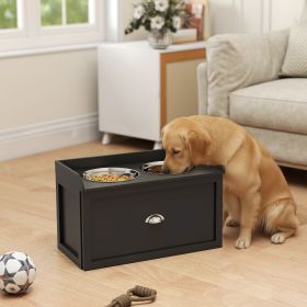 Pet Feeding Station Pet Dish Bowl Set with Storage (Option: Black-690x385x180 mm)