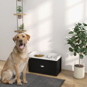 Pet Feeding Station Pet Dish Bowl Set with Storage (Option: White, Black-690x385x180 mm)
